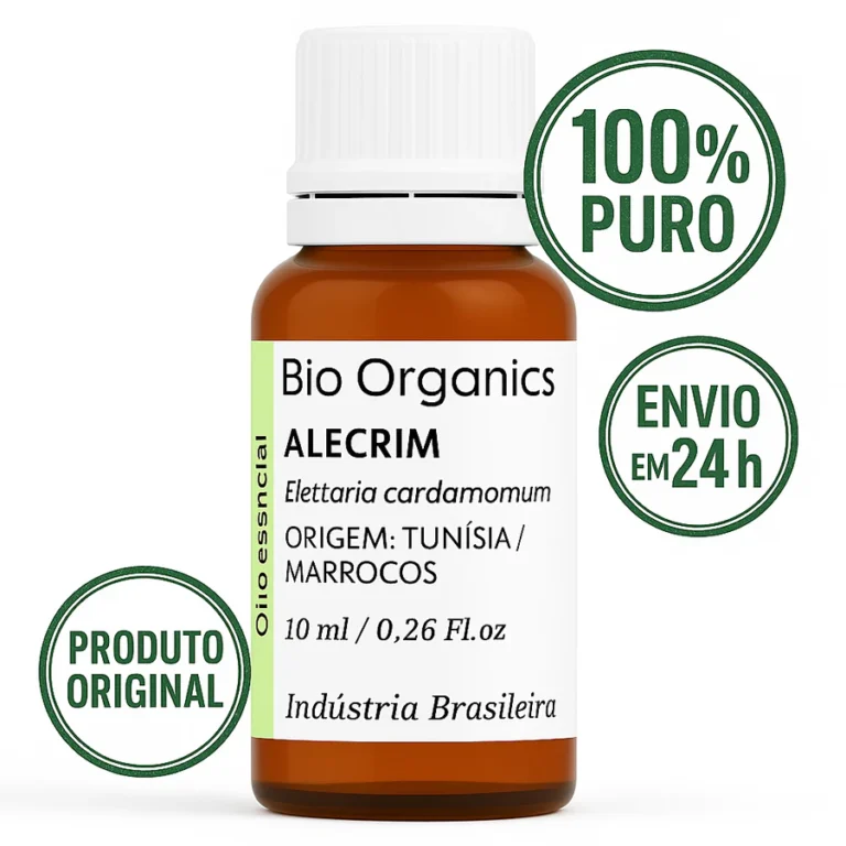 Frasco de óleo essencial de alecrim ao lado de ramos frescos, ideal para crescimento capilar natural.