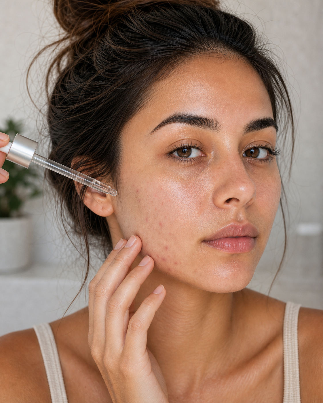 Niacinamida piora acne? Como diferenciar purga, irritação e fórmula ruim: imagem editorial vertical sobre niacinamida piora acne