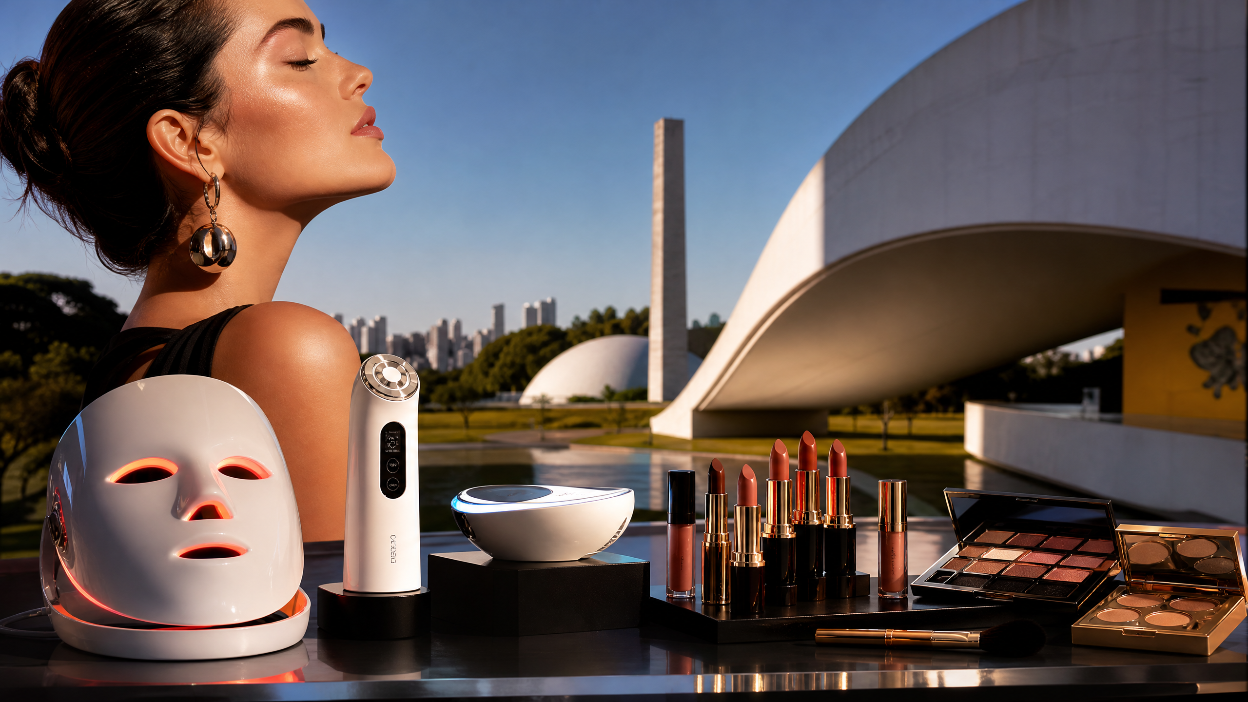 Evento Sephoria 2026 em São Paulo com exposição de produtos de beleza luxuosos e tecnologia de skincare.