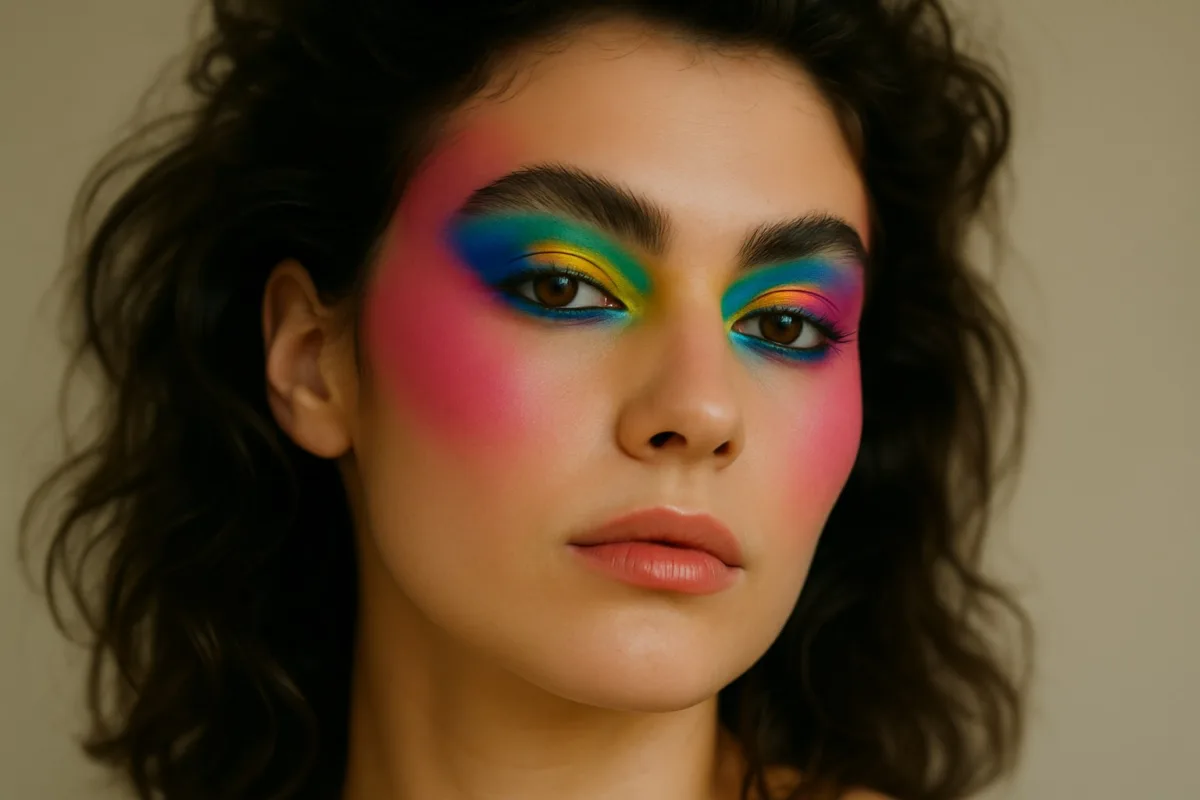 Adeus, clean girl? O maximalismo dos anos 80 volta com maquiagem colorida e cabelo cheio